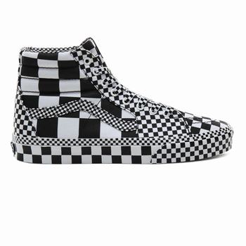 Férfi Vans All Over Checkerboard Sk8-Hi Magasszárú Cipő VA0314852 Fekete/Fehér